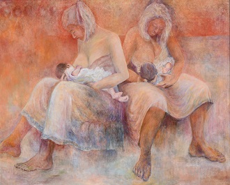 第73回滋賀県美術展覧会(平面の部)特選「新生児を抱く」